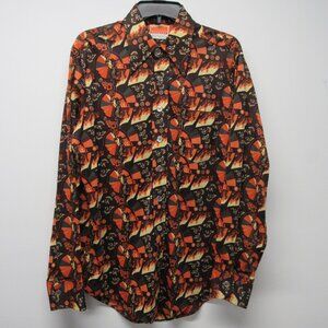 Vintage 1970s Zayre Matt Andrews Disco Dagger Collar Shirt Psychedelic Mens L/XL